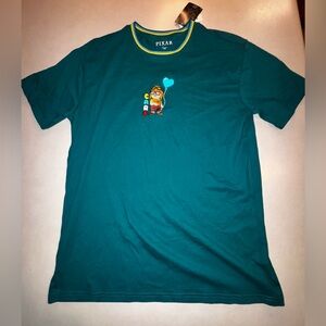 NWT Disney Pixar UP Box Lunch Carl Shirt Large L Teal Embroidered